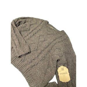 Altar'd State NWT  Women's Cable Knit Cropped Sweater L Steel Blue 100% Polyeste